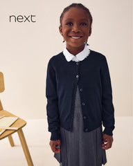 NEXT NAVY BLUE RICH SCALLOPED EDGE SCHOOL CARDIGAN -12A