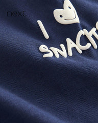 NEXT NAVY I LOVE SNACK SHORT SLEEVE T-SHIRT