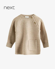 NEXT NEUTRAL BROWN POCKET KNITTED SWEATER