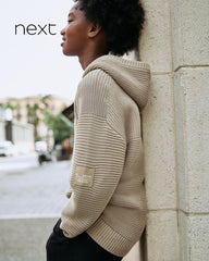 NEXT NEUTRAL UTILITY KNITTED HOODED JUMPER