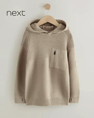 NEXT NEUTRAL UTILITY KNITTED HOODED JUMPER