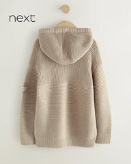 NEXT NEUTRAL UTILITY KNITTED HOODED JUMPER