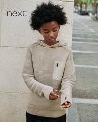 NEXT NEUTRAL UTILITY KNITTED HOODED JUMPER