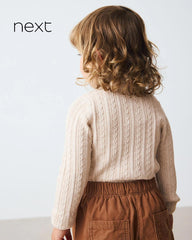 NEXT OATMEAL CABLE KNIT HIGH NECK JUMPER