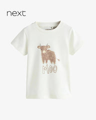 NEXT OFF WHITE MOO PRINTED SHORT SLEEVE T-SHIRT