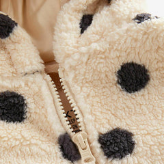 NEXT OFF WHITE POLKA DOT SOFT FLEECE JACKET WITH HOOD