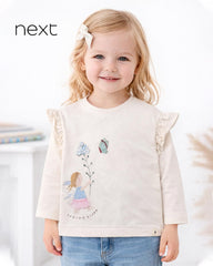 NEXT OFF WHITE SPRING BLOOM FRILL LONG SLEEVE T-SHIRT