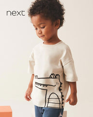 NEXT OFF WHITE CROCODILE PRINT SHORT SLEEVE T-SHIRT