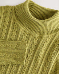 NEXT OLIVE GREEN CABLE KNIT HIGH NECK JUMPER