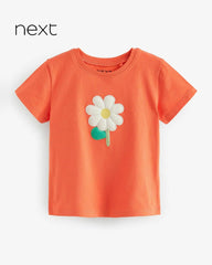 NEXT ORANGE FLOWER EMBROIDERED SHORT SLEEVE T-SHIRT