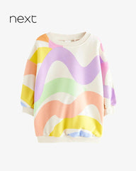 NEXT PASTEL RAINBOW WAVE PRINT OVERSIZED SWEATSHIRT