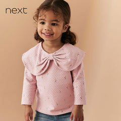 NEXT PINK BOW COLLAR LONG SLEEVE TOP
