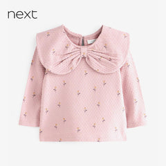 NEXT PINK BOW COLLAR LONG SLEEVE TOP