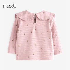 NEXT PINK BOW COLLAR LONG SLEEVE TOP