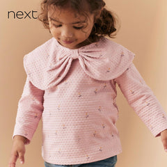 NEXT PINK BOW COLLAR LONG SLEEVE TOP
