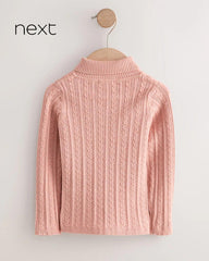 NEXT PINK CABLE KNIT HIGH NECK JUMPER