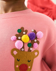 NEXT PINK CHRISTMAS REINDEER SWEATSHIRT DRESS