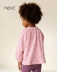 NEXT PINK FLORAL LONG SLEEVE BLOUSE TOP
