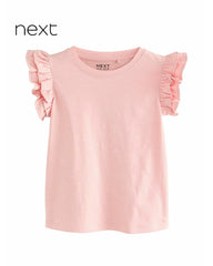 NEXT PINK REGULAR FIT FRILL SLEEVE T-SHIRT