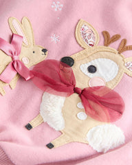 NEXT PINK REINDEER & BUNNY APPLIQUE SWEATSHIRT