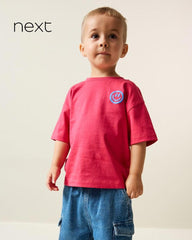 NEXT PINK SMILE PRINT SHORT SLEEVE T-SHIRT