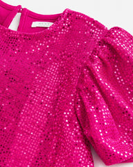 NEXT PINK SPARKLE ANGEL SLEEVE PARTY SEQUIN DRESS