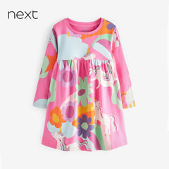 NEXT PINK UNICORN JERSEY DRESS
