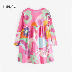 NEXT PINK UNICORN JERSEY DRESS