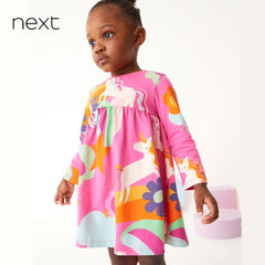 NEXT PINK UNICORN JERSEY DRESS
