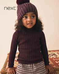 NEXT PURPLE CABLE KNIT HIGH NECK JUMPER