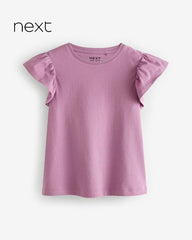 NEXT PURPLE REGULAR FIT FRILL SLEEVE T-SHIRT