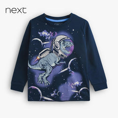 NEXT PURPLE SPACE T-REX LONG SLEEVE T-SHIRT