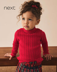 NEXT RED CABLE KNIT HIGH NECK JUMPER
