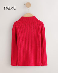NEXT RED CABLE KNIT HIGH NECK JUMPER