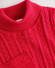 NEXT RED CABLE KNIT HIGH NECK JUMPER