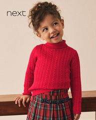 NEXT RED CABLE KNIT HIGH NECK JUMPER