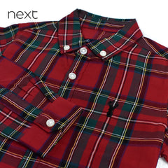 NEXT RED GREEN CHECK COTTON SHIRT 006
