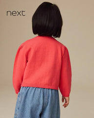 NEXT RED PLEATED SLEEVE COTTON CARDIGAN