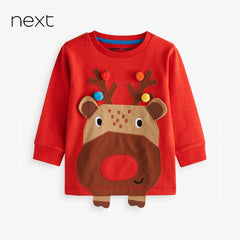 NEXT RED REINDEER COSY CHRISTMAS T-SHIRT