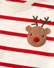 NEXT REINDEER STRIPED COTTON T-SHIRT