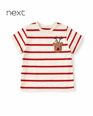 NEXT REINDEER STRIPED COTTON T-SHIRT