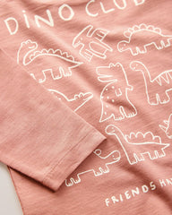 NEXT RUST BROWN DINOSAUR LONG SLEEVE BACK PRINT T-SHIRT