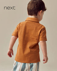 NEXT RUSTY BROWN SHORT SLEEVE POLO T-SHIRT