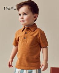 NEXT RUSTY BROWN SHORT SLEEVE POLO T-SHIRT