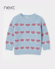 NEXT SKY BLUE HEARTS KNITTED SWEATER