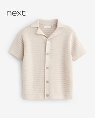 NEXT STONE TEXTURED KNITTED COTTON POLO SHIRT