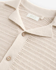 NEXT STONE TEXTURED KNITTED COTTON POLO SHIRT