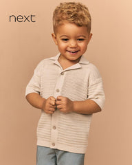 NEXT STONE TEXTURED KNITTED COTTON POLO SHIRT