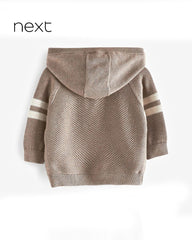 NEXT TAUPE BROWN KNITTED HOODIE