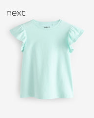 NEXT TEAL REGULAR FIT FRILL SLEEVE T-SHIRT